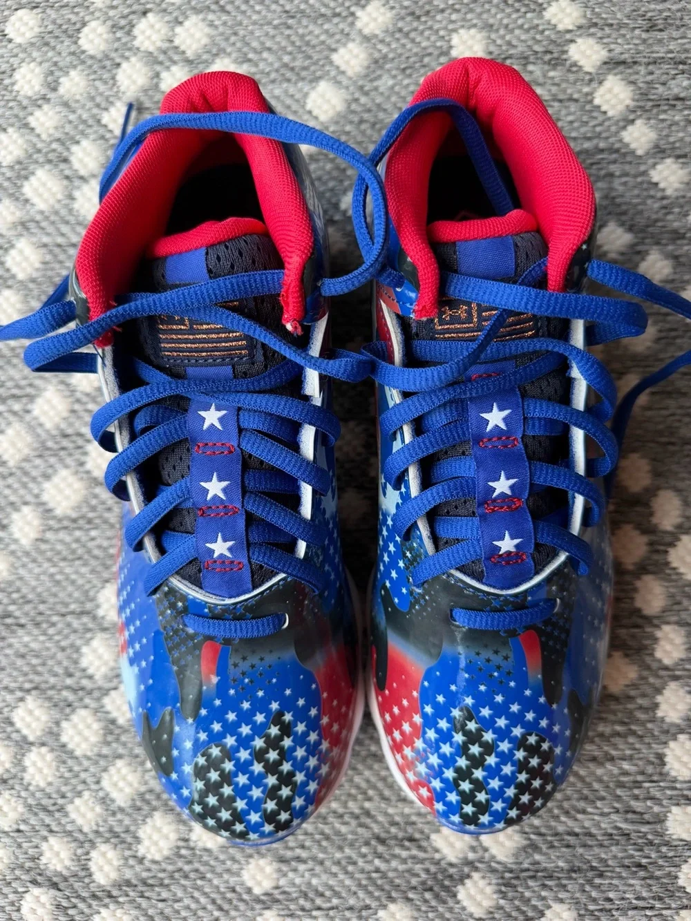 Under Armour Football cleats YOUTH Boy 5 5Y Red White Blue Stars NEW in box